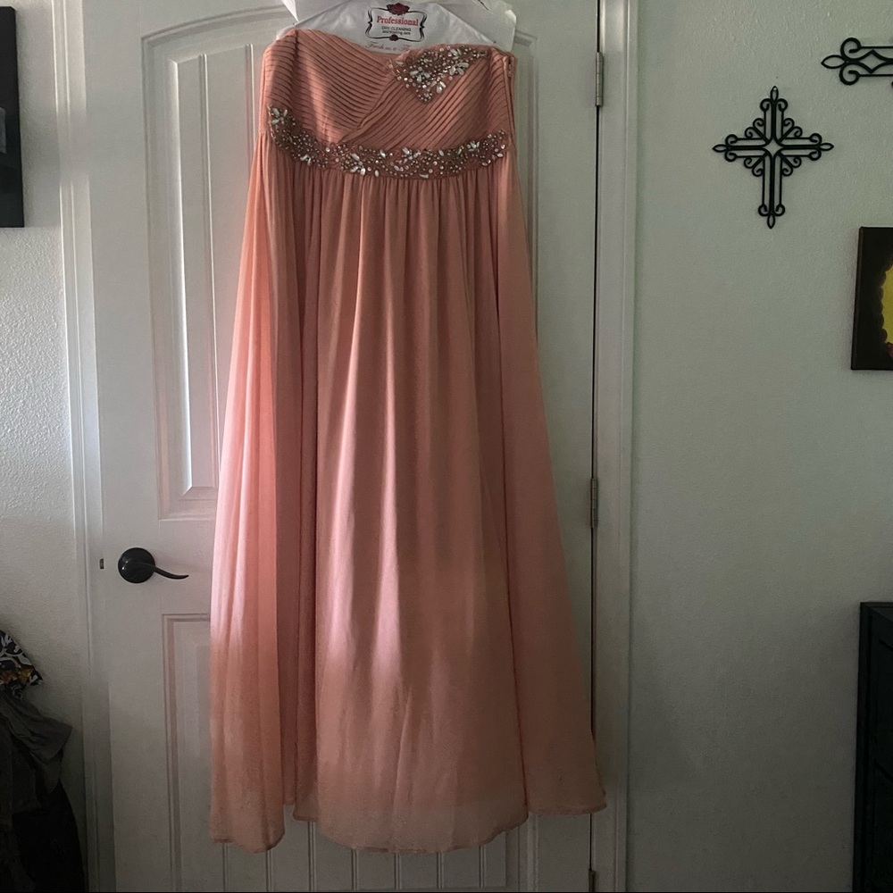 Torrid size 18 formal peach dress with jewel design top and corset back.